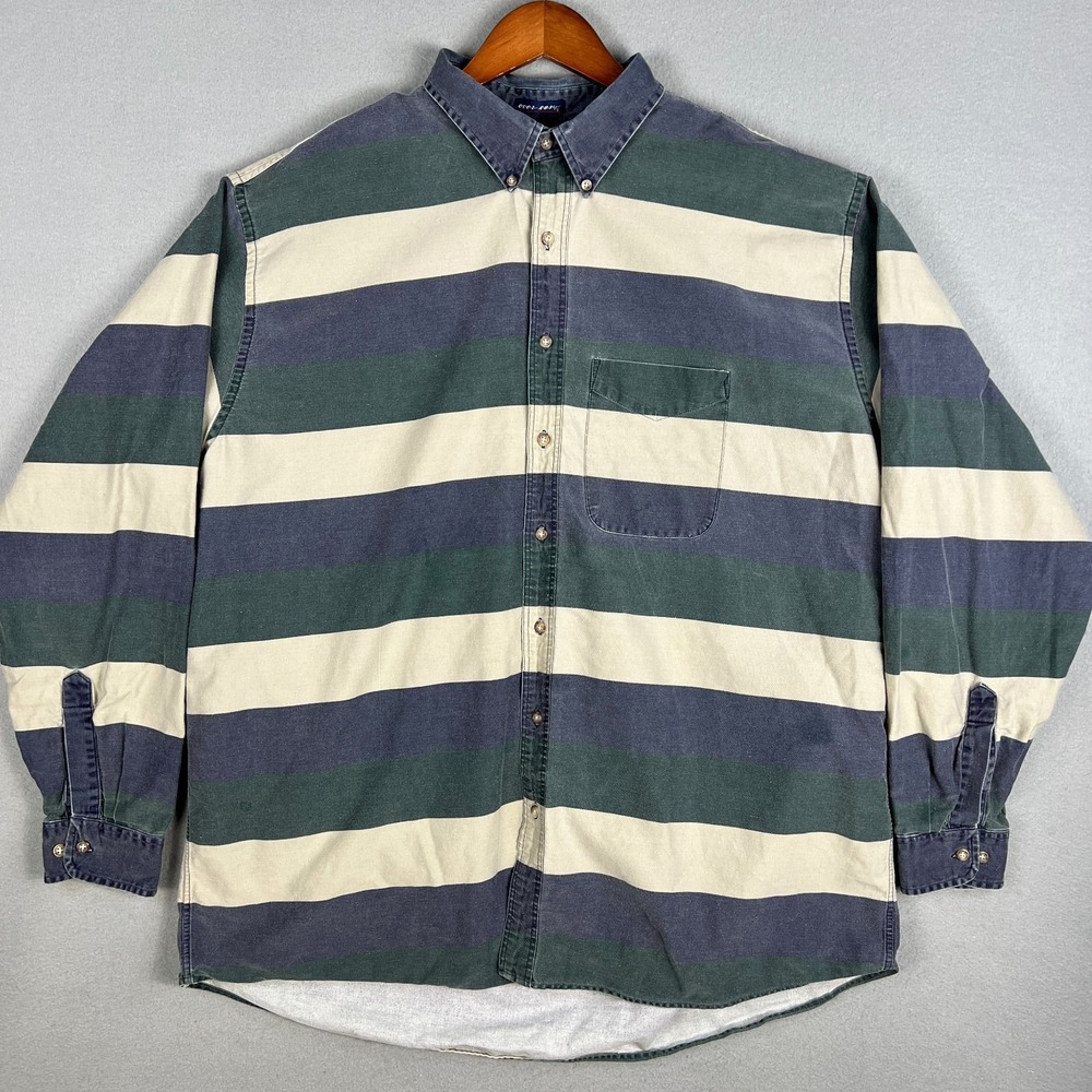 VTG Van Heusen Striped Shirt Mens XXLT 90s Cotton Long Sleeve Faded Button Down